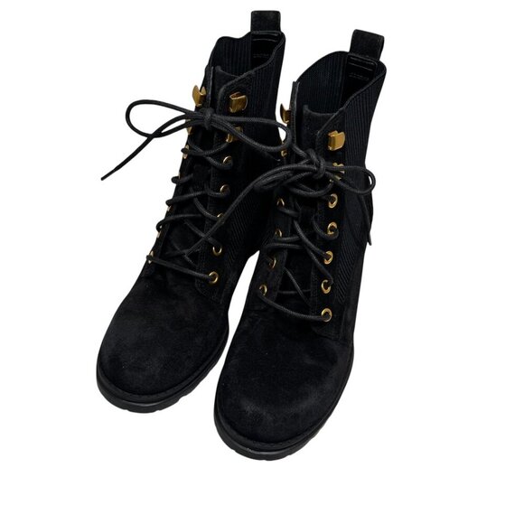 Cole Haan Camea II Waterproof Combat Boot Black Suede Womens Size 7 New - Picture 5 of 6